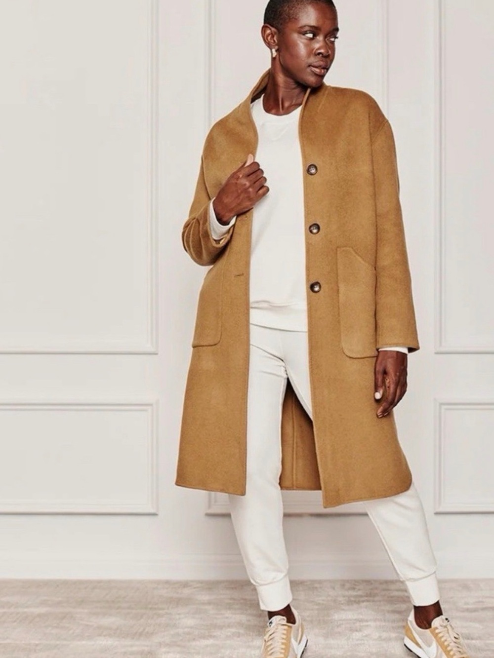 summersalt Camel Single-Breasted Wool-Blend Coat